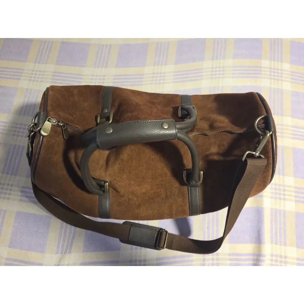 Marlboro Guts Grit Gear Vintage Brown Suede Leather Duffle Bag HEAVY DUTY NWT